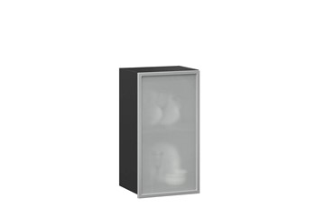 Кухонный шкаф 400 Шервуд, со стеклом правый ЛД 281.322.000.023, серый/черный в Магадане - предосмотр