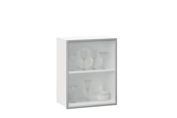Шкаф на кухню 600, Шервуд, со стеклом левый, ЛД 281.351.000.115, белый/серый в Магадане - предосмотр