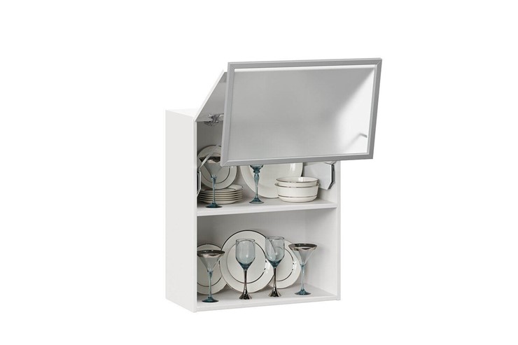 Шкаф кухонный горизонтальный 600 Шервуд, ЛД 281.971.000.174, со стеклом, белый/белый глянец в Магадане - изображение 2