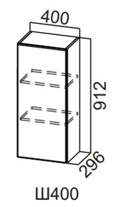 Навесной кухонный шкаф Модерн New, Ш400/912, МДФ в Магадане - предосмотр