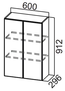 Распашной кухонный шкаф Стайл, Ш600/912, МДФ в Магадане - предосмотр