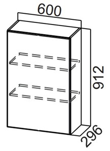 Навесной кухонный шкаф Стайл, Ш600/912(1ств), МДФ в Магадане - предосмотр