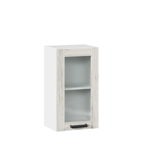 Кухонный шкаф 400 со стеклом Винченца ЛД 234.320.000.028, Белый/Дуб Крафт белый в Магадане