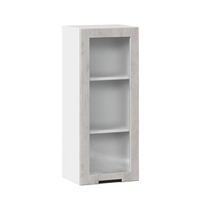 Навесной шкаф 400 высокий со стеклом Джамис ЛД 296.420.000.026, Белый/Белый камень в Магадане
