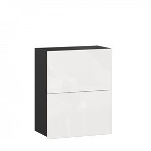 Кухонный навесной шкаф 600 горизонтальный Шервуд, ЛД 281.970.000.085, черный/белый глянец в Магадане - предосмотр