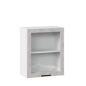Настенный шкаф 600 со стеклом Джамис ЛД 296.350.000.021, Белый/Белый камень в Магадане - предосмотр