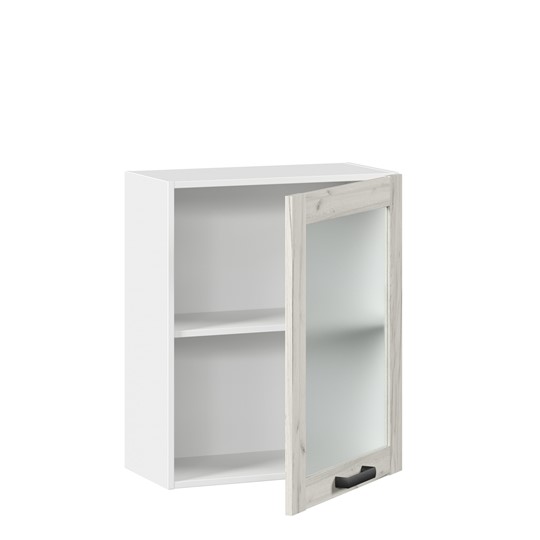 Кухонный шкаф 600 со стеклом Винченца ЛД 234.350.000.031, Белый/Дуб Крафт белый в Магадане - изображение 1
