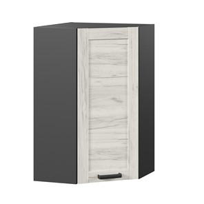 Навесной кухонный шкаф 600 угловой высокий Винченца ЛД 234.620.000.089, Чёрный/Дуб Крафт белый в Магадане