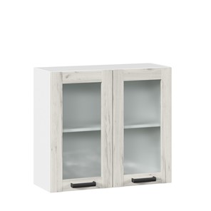 Шкаф на кухню 800 со стеклом Винченца ЛД 234.360.000.033 Белый/Дуб Крафт белый в Магадане