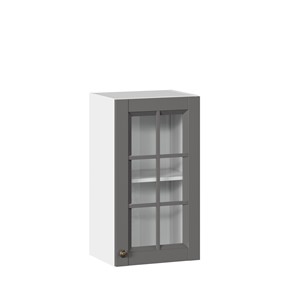Навесной кухонный шкаф Амели-3 400 со стеклом ЛД 299.320.000.024, Белый/Оникс серый в Магадане