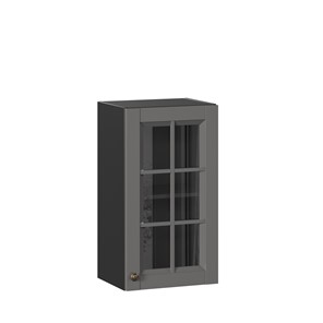 Кухонный шкаф Амели-3 400 со стеклом ЛД 299.320.000.026, Черный/Оникс серый в Магадане - предосмотр