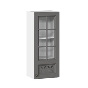 Навесной шкаф Амели-3 400 высокий со стеклом ЛД 299.420.000.040, Белый/Оникс серый в Магадане