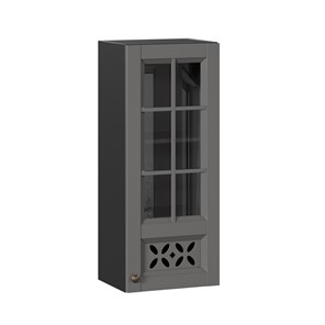 Шкаф кухонный Амели-3 400 высокий со стеклом ЛД 299.420.000.042, Черный/Оникс серый в Магадане