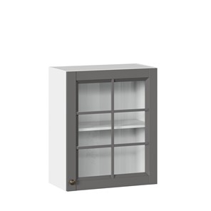 Кухонный шкаф Амели-3 600 со стеклом ЛД 299.350.000.030, Белый/Оникс серый в Магадане - предосмотр