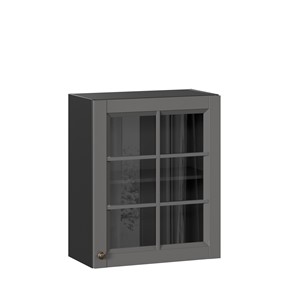 Кухонный шкаф Амели-3 600 со стеклом ЛД 299.350.000.032, Черный/Оникс серый в Магадане - предосмотр