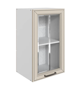 Кухонный шкаф Атланта L400 Н720 (1 дв. рам.) эмаль (белый/сливки патина платина) в Магадане
