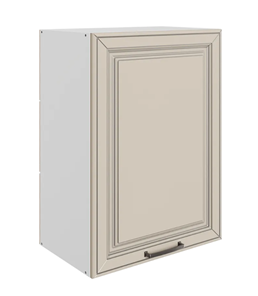 Кухонный навесной шкаф Атланта L500 Н720 (1 дв. гл.) эмаль (белый/сливки патина платина) в Магадане