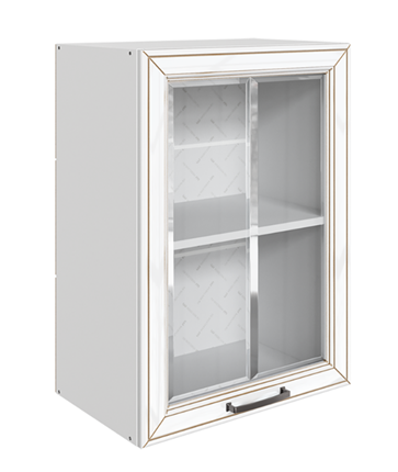 Кухонный шкаф Атланта L500 Н720 (1 дв. рам.) эмаль (белый/белый глянец патина золото) в Магадане - изображение