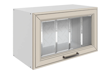 Кухонный шкаф Атланта L600 Н360 (1 дв. рам.) эмаль (белый/сливки патина платина) в Магадане