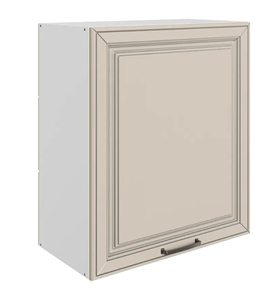Навесной кухонный шкаф Атланта L600 Н720 (1 дв. гл.) эмаль (белый/сливки патина платина) в Магадане - предосмотр