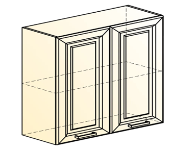 Навесной шкаф Атланта L800 Н720 (2 дв. гл.) эмаль (белый/белый глянец патина золото) в Магадане - предосмотр 1