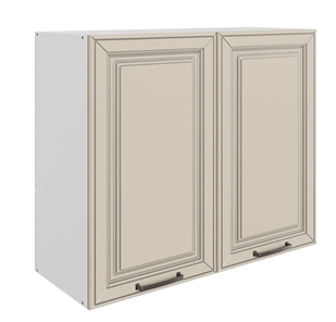 Кухонный шкаф Атланта L800 Н720 (2 дв. гл.) эмаль (белый/сливки патина платина) в Магадане