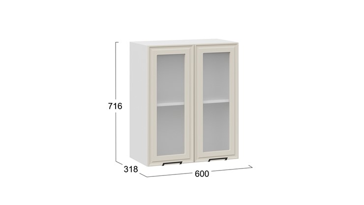 Навесной кухонный шкаф Белладжио 1В6С (Белый, Софт панакота) в Магадане - изображение 2