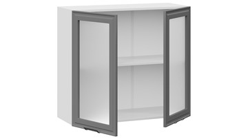 Навесной кухонный шкаф Белладжио 1В8С (Белый, Софт графит) в Магадане - предосмотр 1