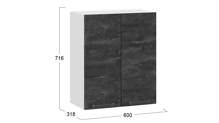 Шкаф навесной Детройт 1В6 (Белый/Угольный Камень) в Магадане - изображение 2