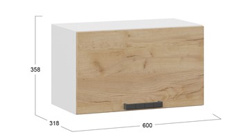 Навесной кухонный шкаф Детройт 1В6Г (Белый/Дуб Крафт золотой) в Магадане - предосмотр 2