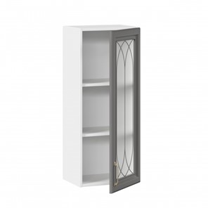 Кухонный шкаф Джелатто 400 высокий со стеклом ЛД 241.420.000.110, Белый/Оникс серый в Магадане - предосмотр 1