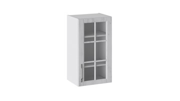 Настенный шкаф Прованс (Белый глянец/Санторини светлый) со стеклом В_72-40_1ДРс в Магадане