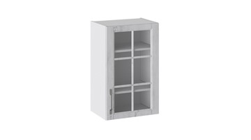 Шкаф на кухню Прованс (Белый глянец/Санторини светлый) со стеклом В_72-45_1ДРс в Магадане