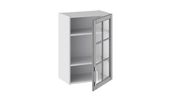 Навесной шкаф Прованс (Белый глянец/Санторини темный) со стеклом В_72-50_1ДРс в Магадане - предосмотр 1