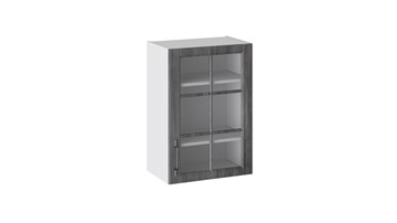 Навесной шкаф Прованс (Белый глянец/Санторини темный) со стеклом В_72-50_1ДРс в Магадане
