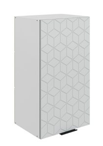Шкаф на кухню Стоун L400 Н720 (1 дв. гл.) с фрезировкой (белый/лайт грей софттач) в Магадане - предосмотр