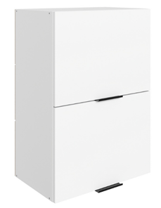 Шкаф на кухню Стоун L500 Н720 (2 дв. гл.гориз.) (белый/джелато софттач) в Магадане