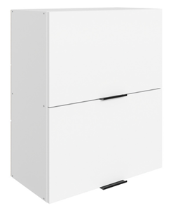 Шкаф кухонный Стоун L600 Н720 (2 дв. гл. гориз.) (белый/джелато софттач) в Магадане