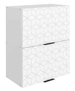 Шкаф настенный Стоун L600 Н720 (2 дв. гл. гориз.) с фрезировкой (белый/джелато софттач) в Магадане
