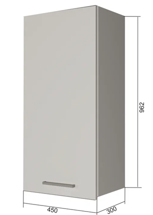 Шкаф навесной В9 45, Сатин/Белый в Магадане - изображение
