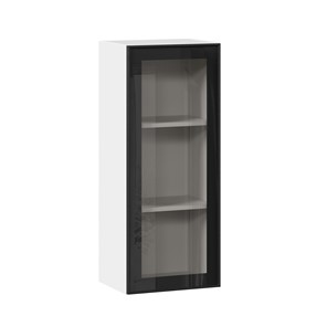 Шкаф кухонный высокий со стеклом 400 Индиго ЛД 298.420.000.026, Белый/Чёрный в Магадане