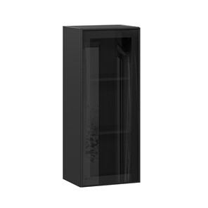Кухонный шкаф высокий со стеклом 400 Индиго ЛД 298.420.000.068, Чёрный/Чёрный в Магадане - предосмотр