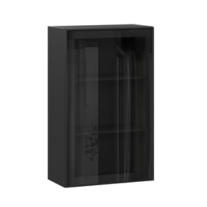 Шкаф кухонный высокий со стеклом 600 Индиго ЛД 298.450.000.170, Чёрный/Чёрный в Магадане - предосмотр