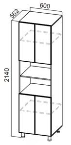 Кухонный шкаф-пенал Стайл, П600(2140), МДФ в Магадане - предосмотр