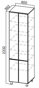 Шкаф-пенал распашной Стайл, П600г(2332), МДФ в Магадане - предосмотр