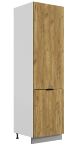 Шкаф-пенал Стоун L600 под холодильник (2 дв.гл.) (белый/акация светлая) в Магадане