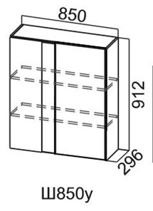 Навесной кухонный шкаф Модус, Ш850у/912, цемент светлый в Магадане