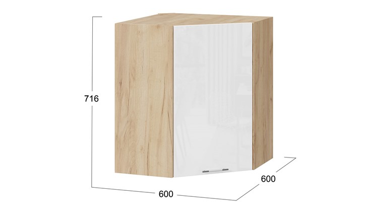 Кухонный шкаф угловой Весна 1В6У (Дуб Крафт золотой/Белый глянец) в Магадане - изображение 2