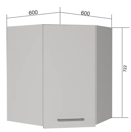 Кухонный угловой шкаф ВУ7, Сатин/Белый в Магадане - изображение
