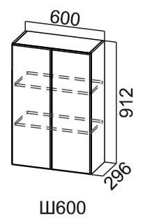 Шкаф на кухню Модус, Ш600/912, цемент светлый в Магадане - изображение